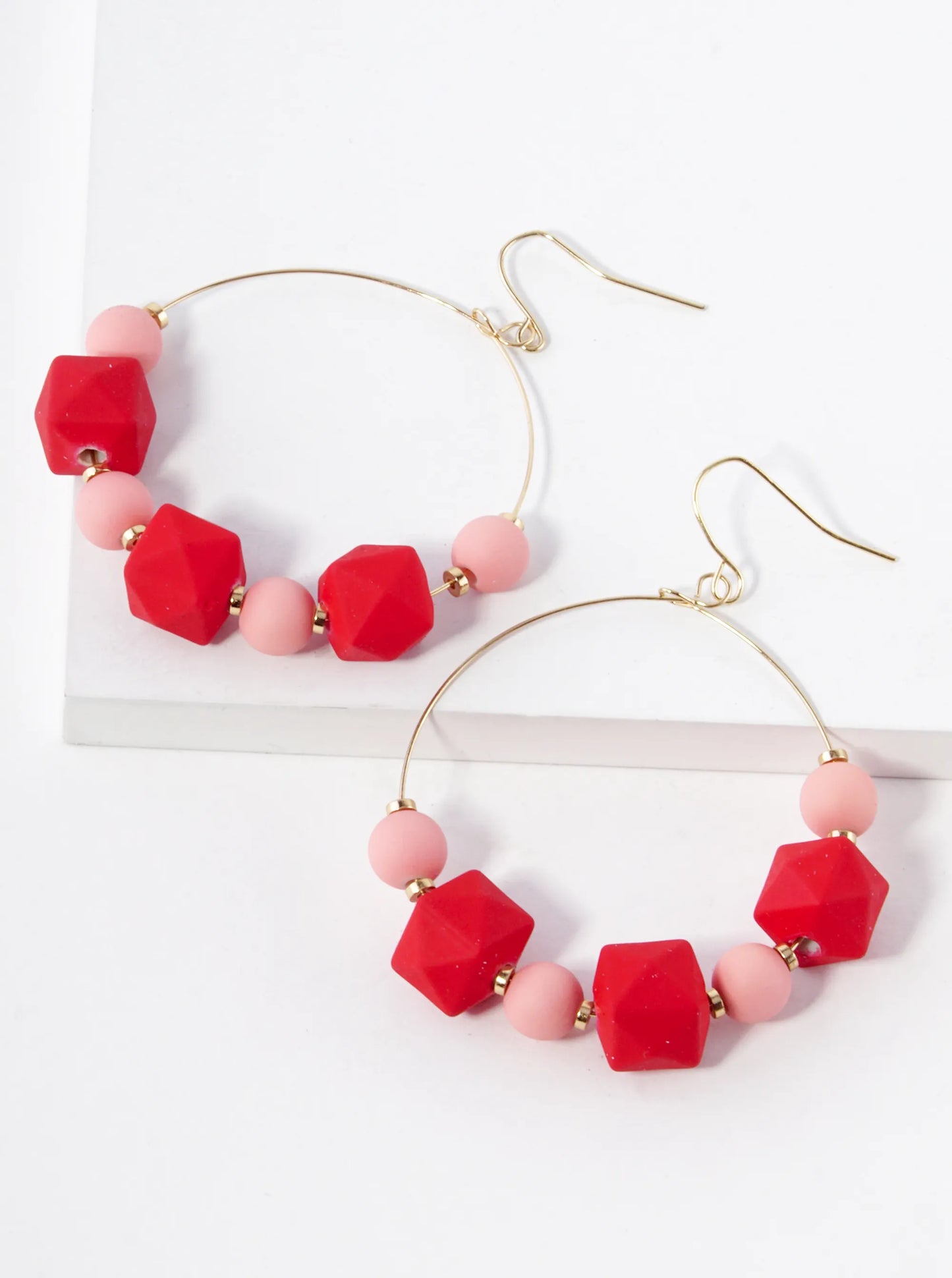 Color Coated Fun Beaded Steel Wire Dangle Earrings