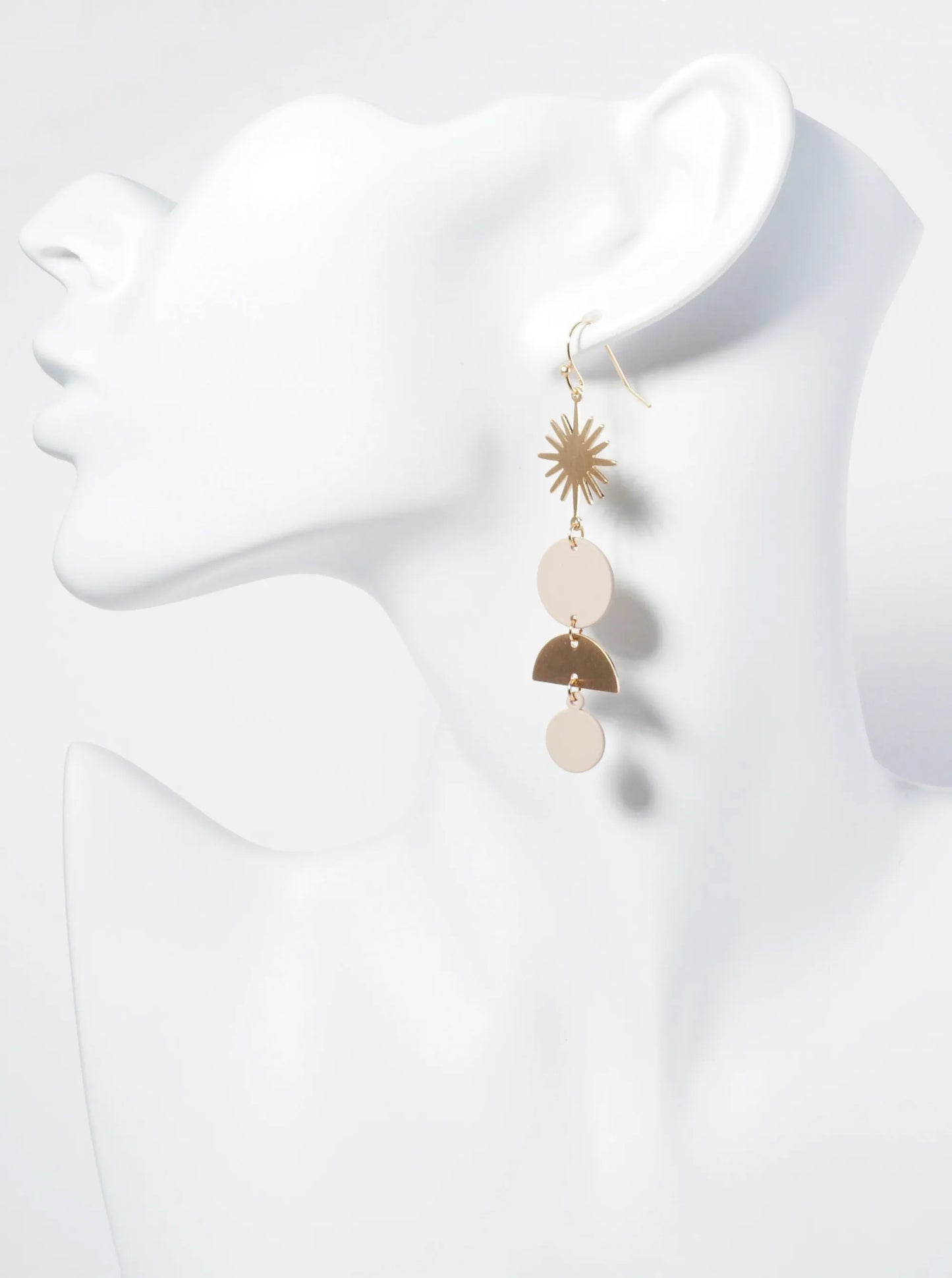 Color Coated Geometric Circles Drip Sunburst Dangle Earrings