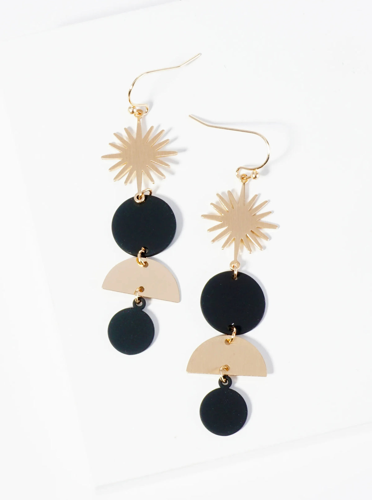 Color Coated Geometric Circles Drip Sunburst Dangle Earrings