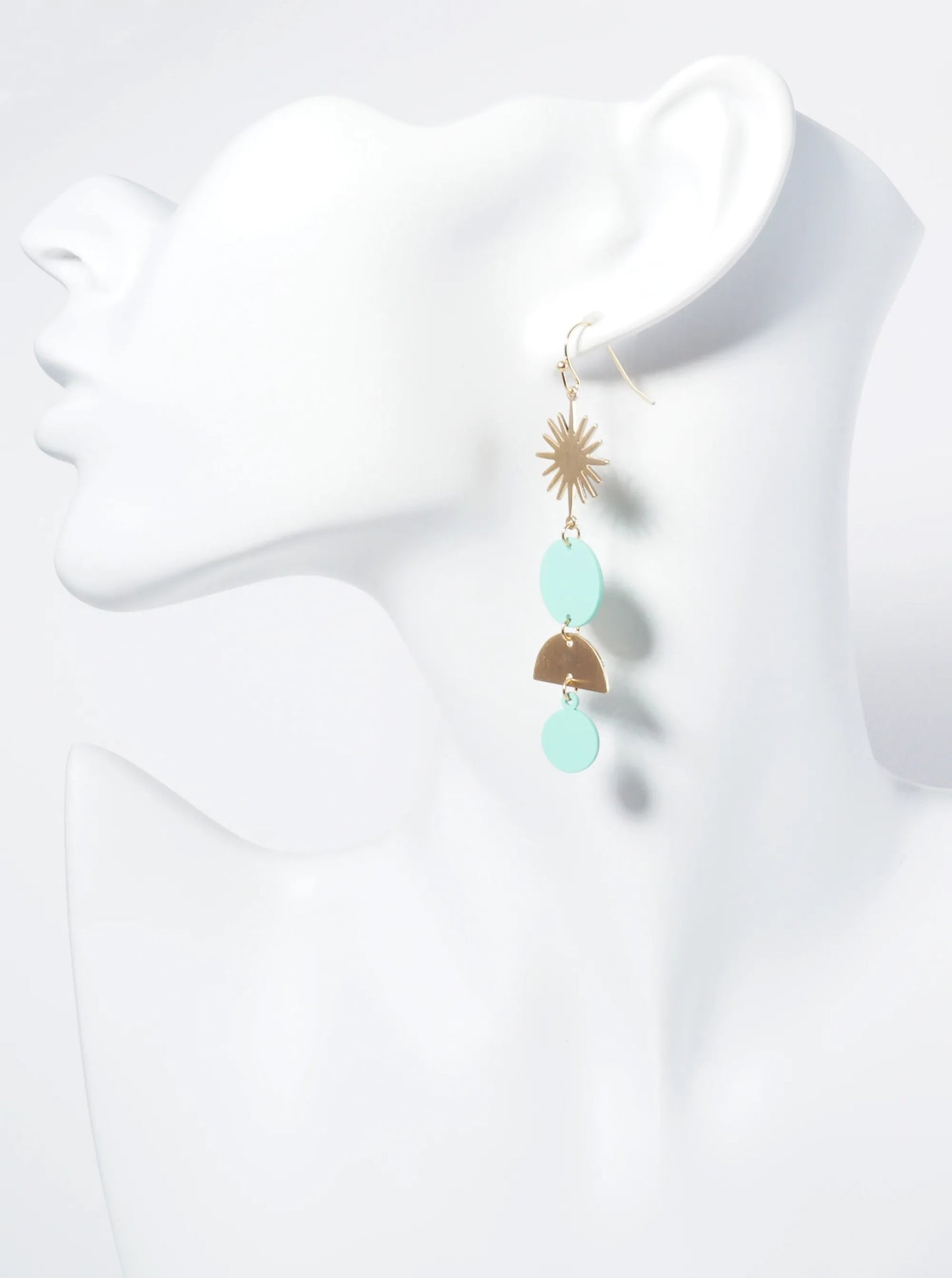 Color Coated Geometric Circles Drip Sunburst Dangle Earrings