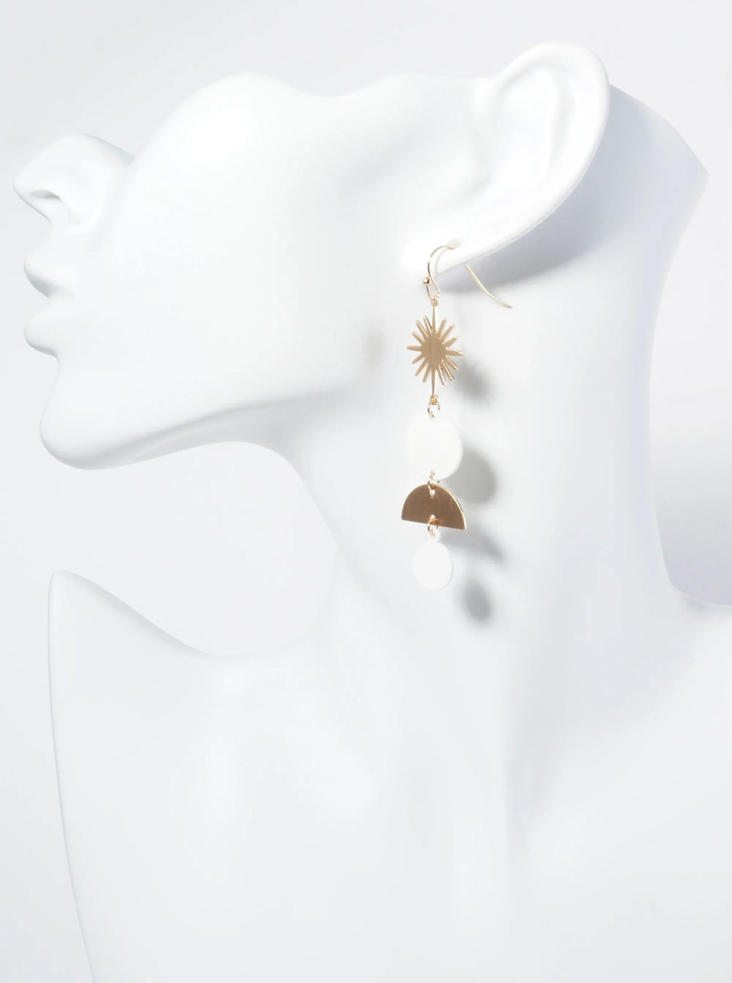 Color Coated Geometric Circles Drip Sunburst Dangle Earrings