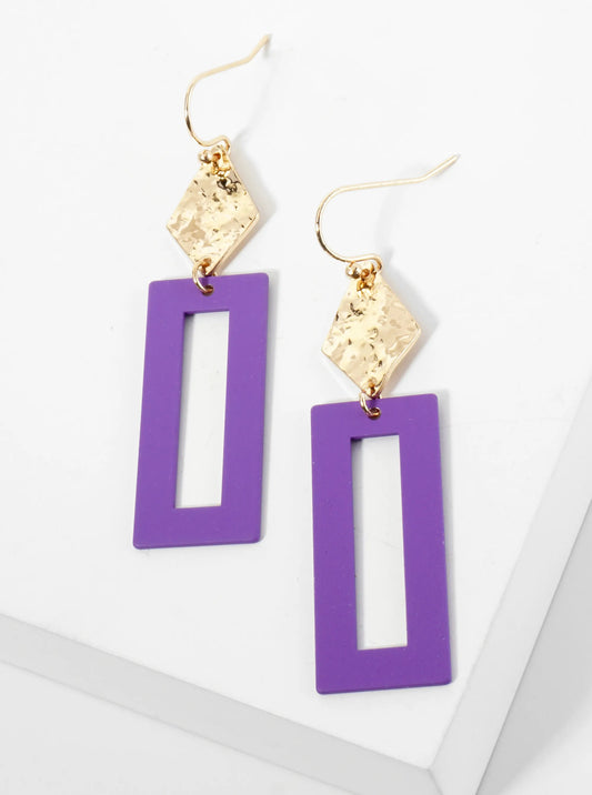 Color Coated Geometric Dangle Drop Earrings