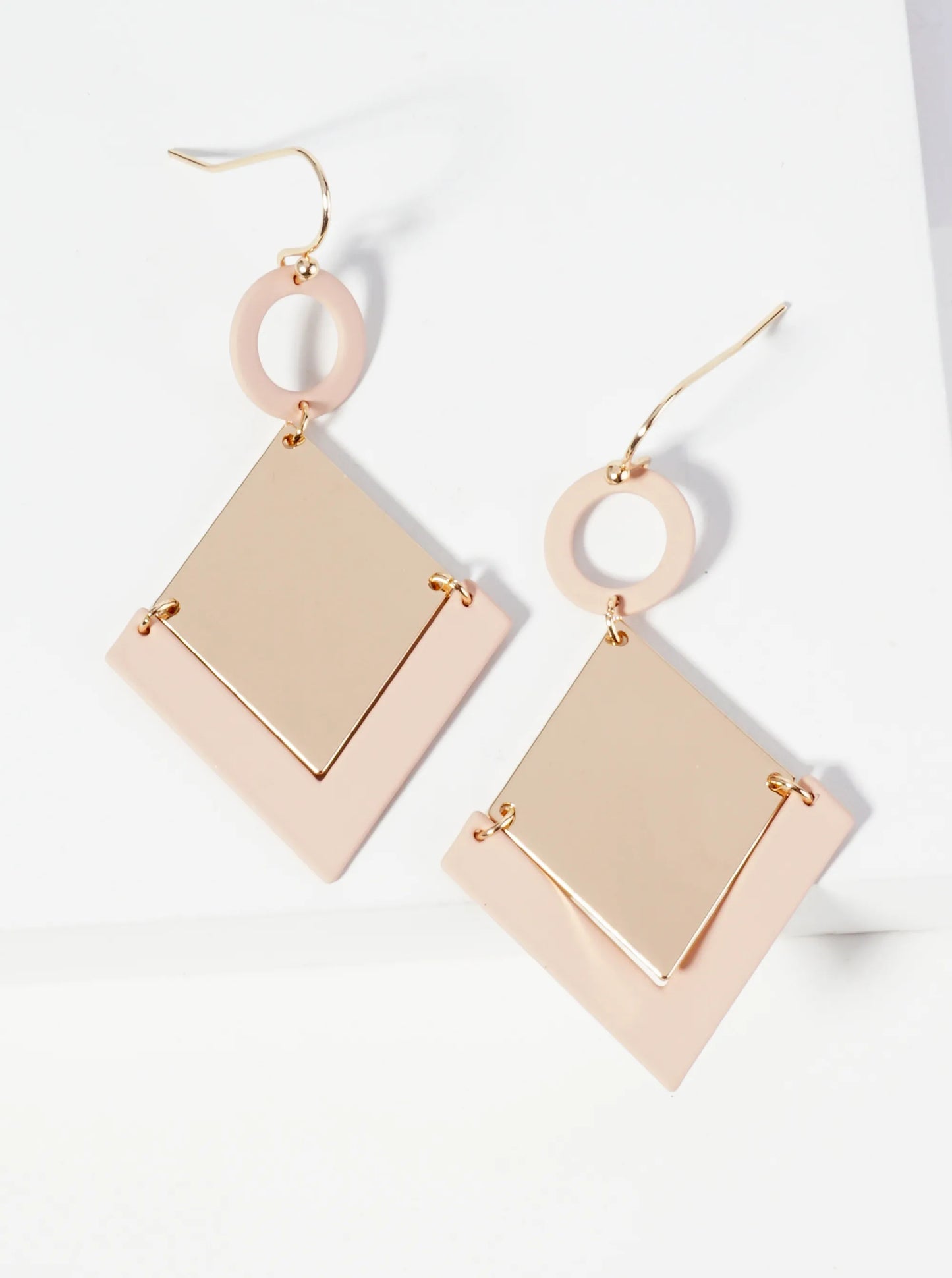 Color Coated Geometric Dangle Earrings