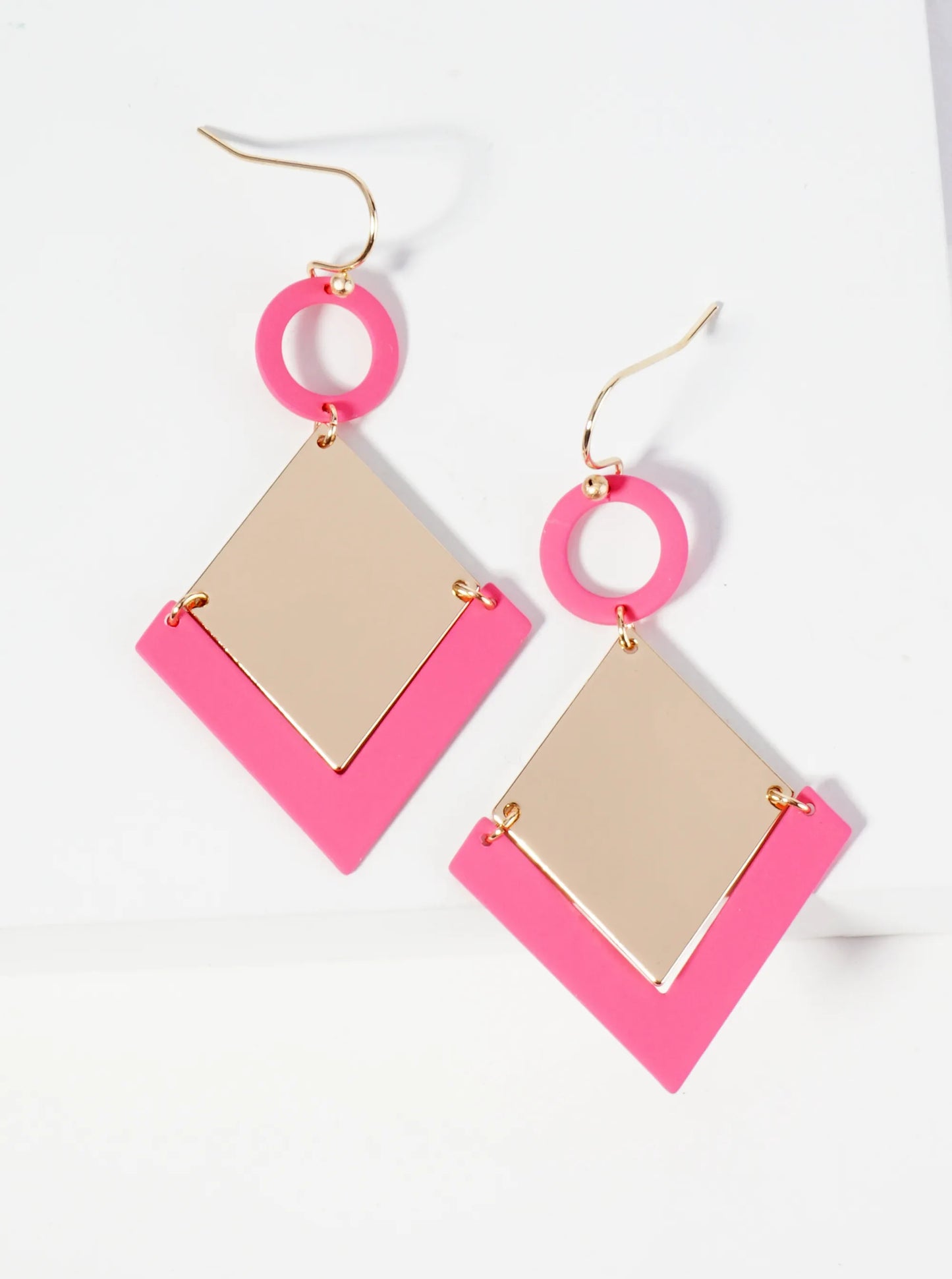 Color Coated Geometric Dangle Earrings