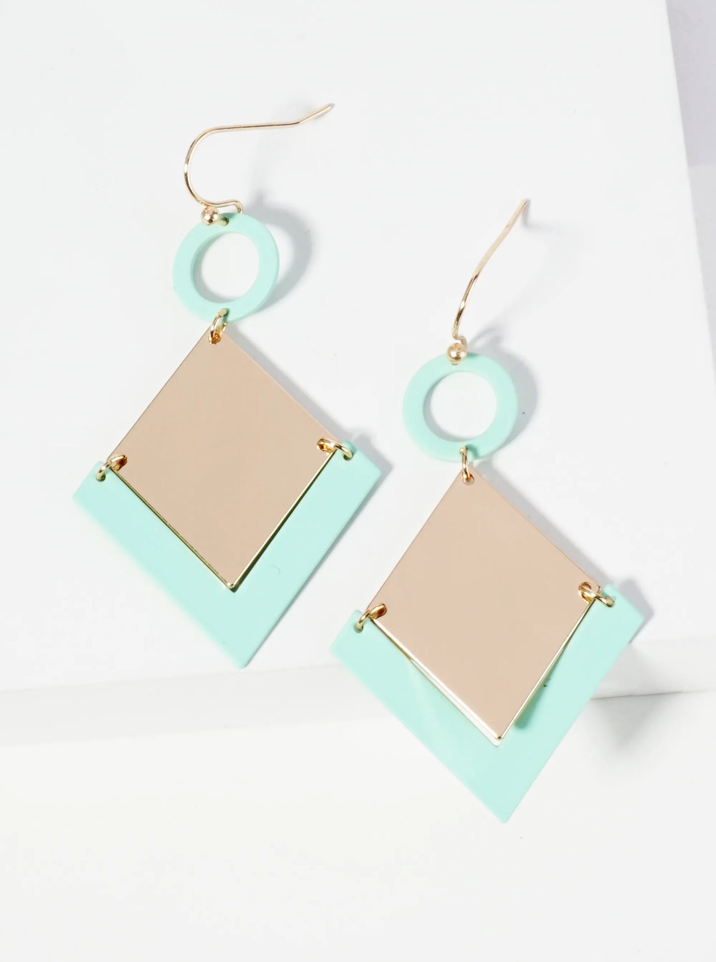 Color Coated Geometric Dangle Earrings