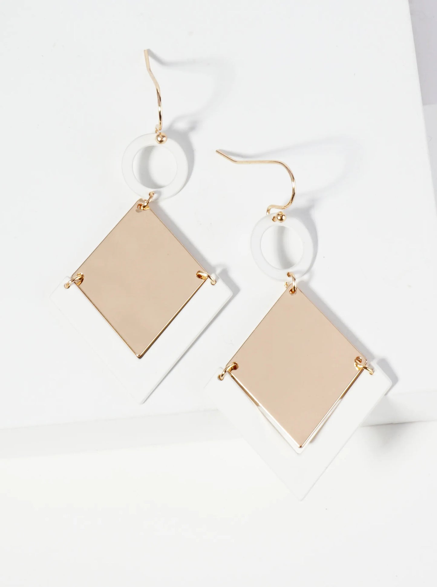 Color Coated Geometric Dangle Earrings