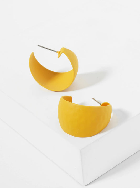 Color Coated Hammered 20mm Wide Hoop Earrings