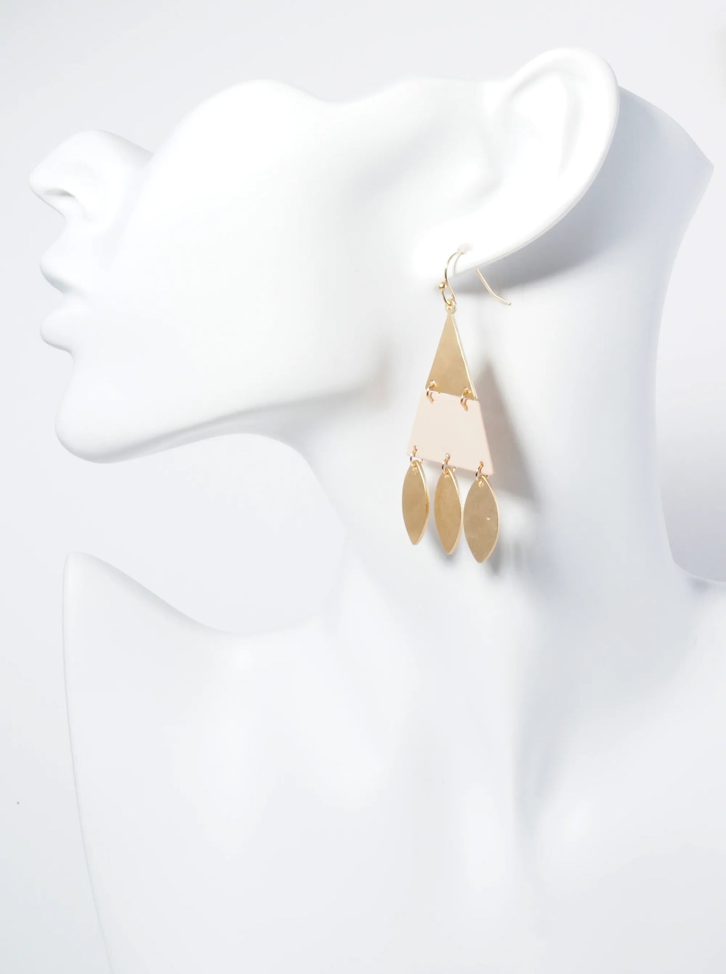 Color Coated Hammered Metal Triangle Geometric Dangle Earrings