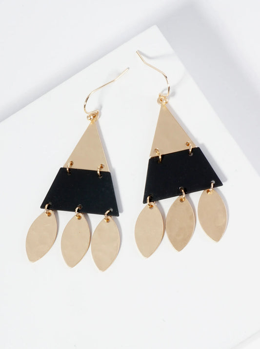 Color Coated Hammered Metal Triangle Geometric Dangle Earrings