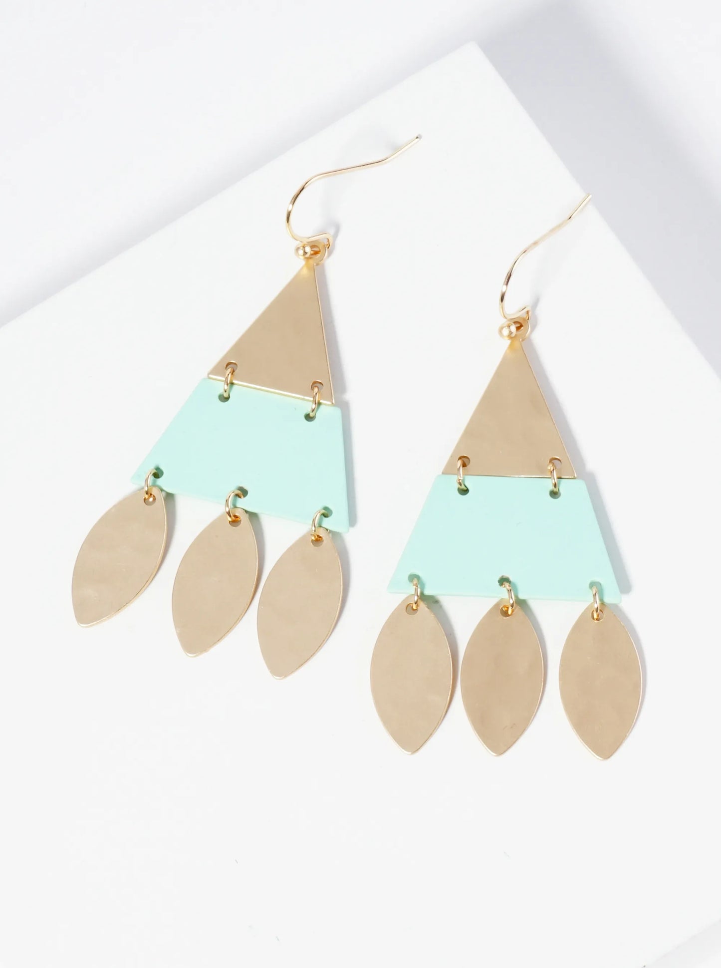 Color Coated Hammered Metal Triangle Geometric Dangle Earrings