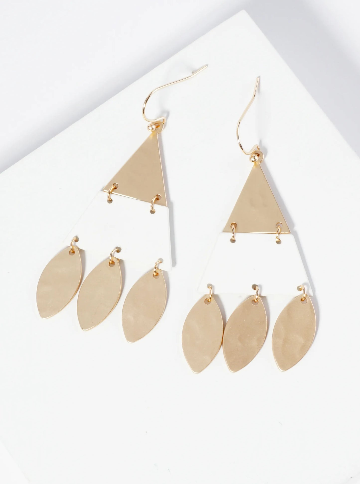 Color Coated Hammered Metal Triangle Geometric Dangle Earrings