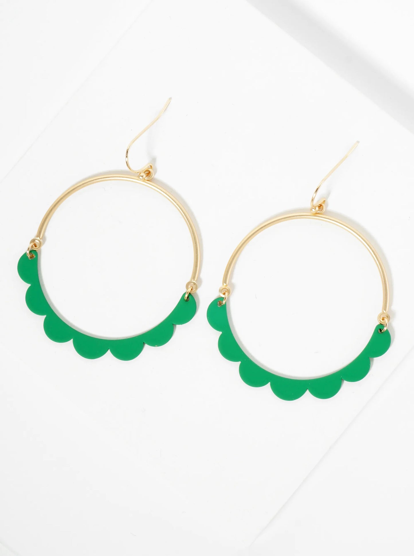 Color Coated Linked Half Circle Dangle Earrings