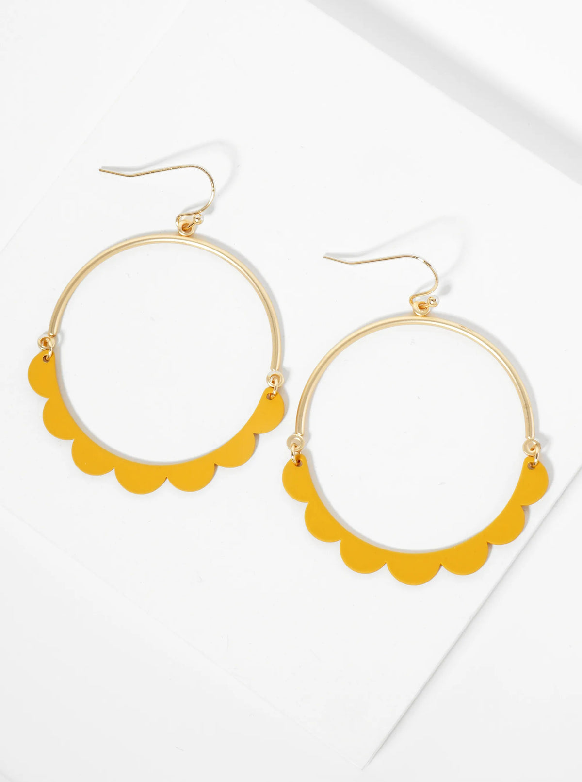 Color Coated Linked Half Circle Dangle Earrings