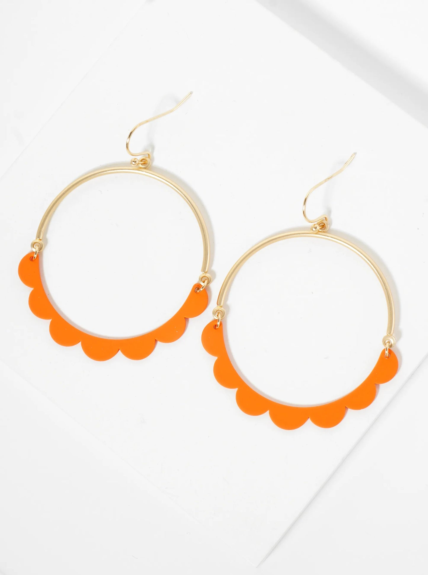 Color Coated Linked Half Circle Dangle Earrings