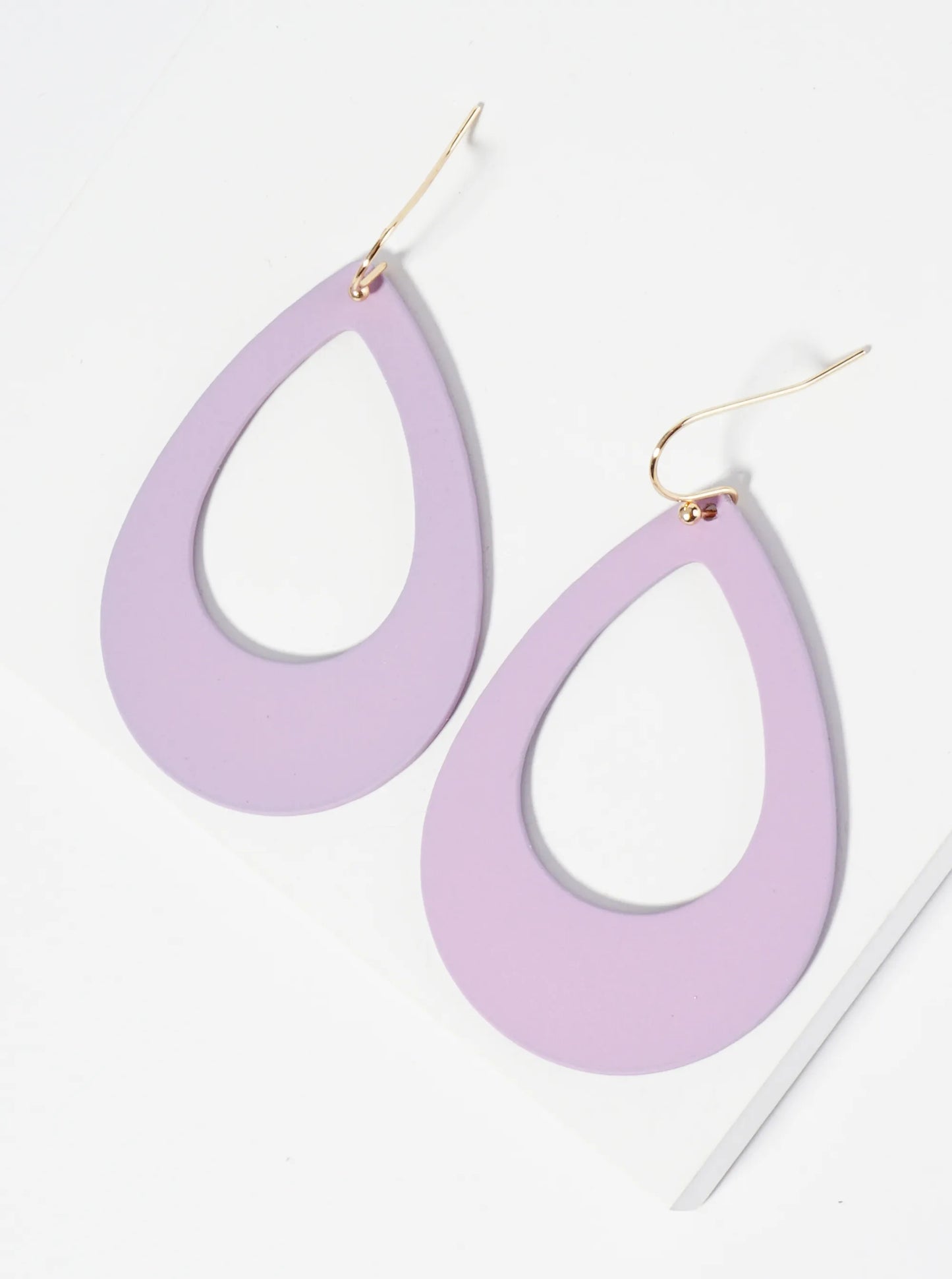 Color Coated Metal Cut Out Teardrop Dangle Earrings