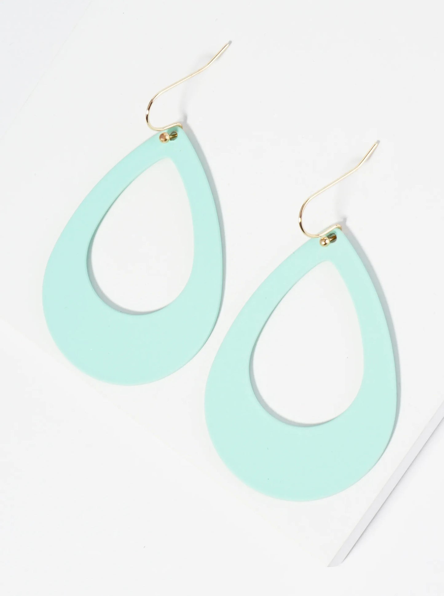 Color Coated Metal Cut Out Teardrop Dangle Earrings