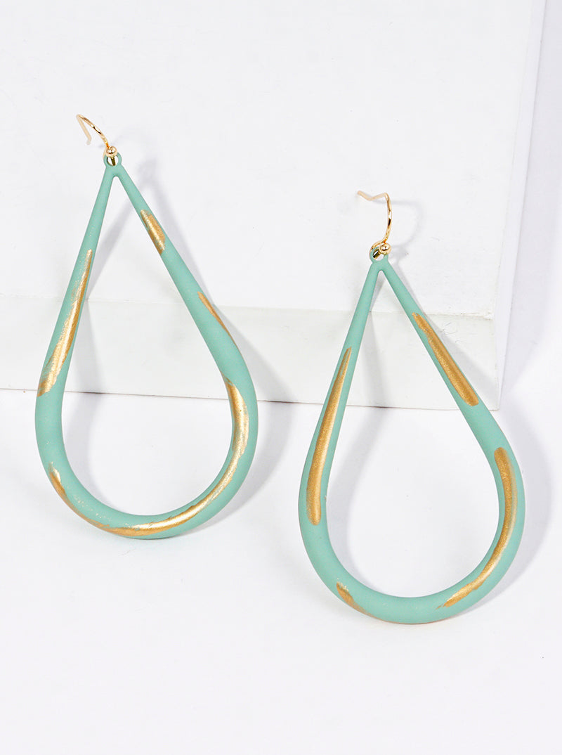 Color Coated Metal Teardrop Abstract Dangle Drop Earrings