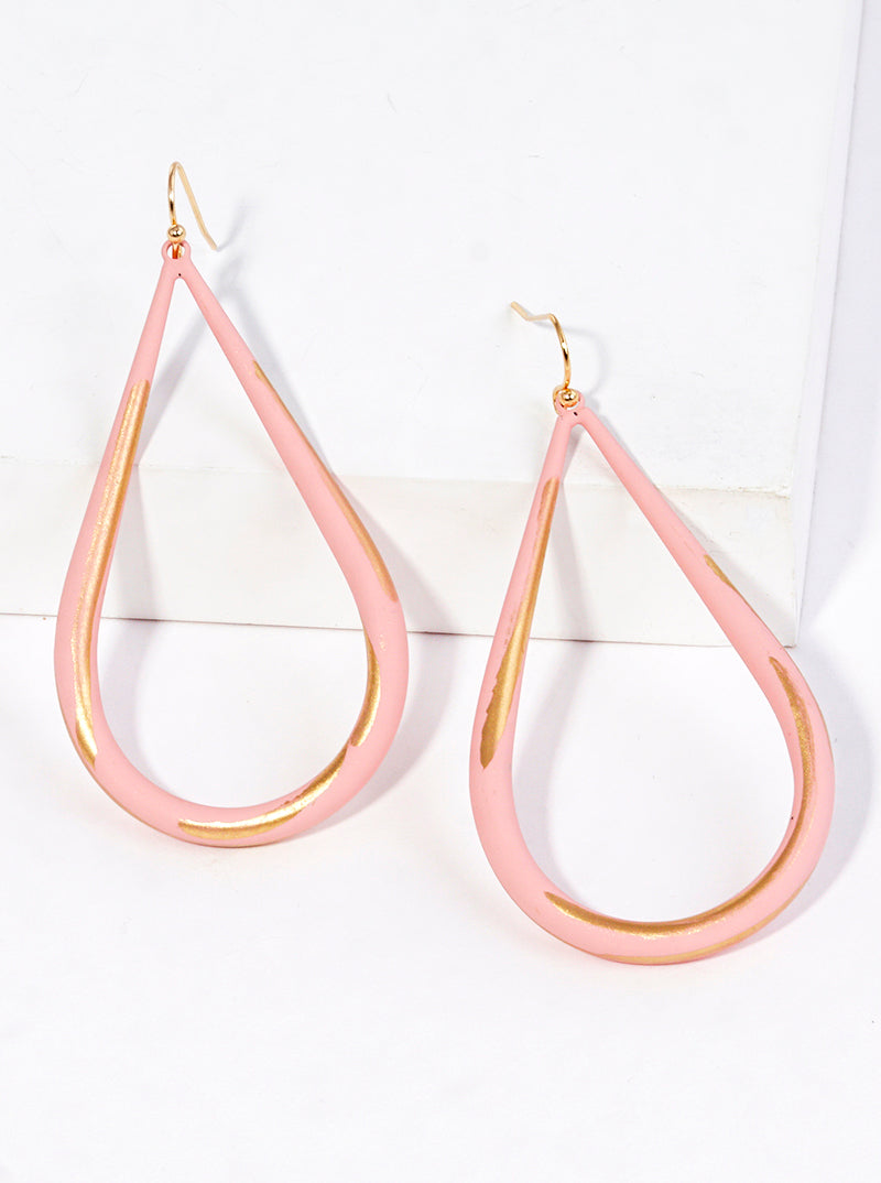 Color Coated Metal Teardrop Abstract Dangle Drop Earrings