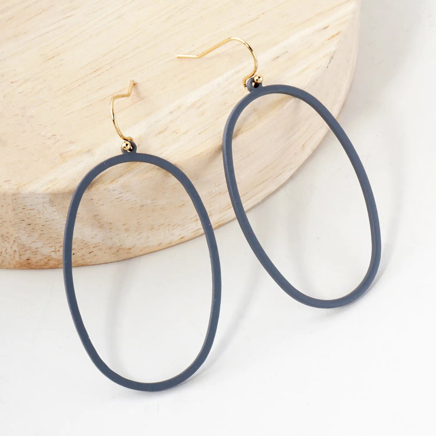 Color Coated Oval Frame Drop Dangle Earrings