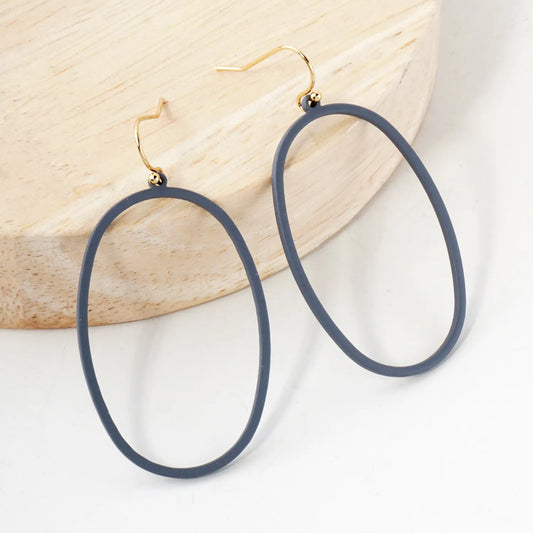 Color Coated Oval Frame Drop Dangle Earrings