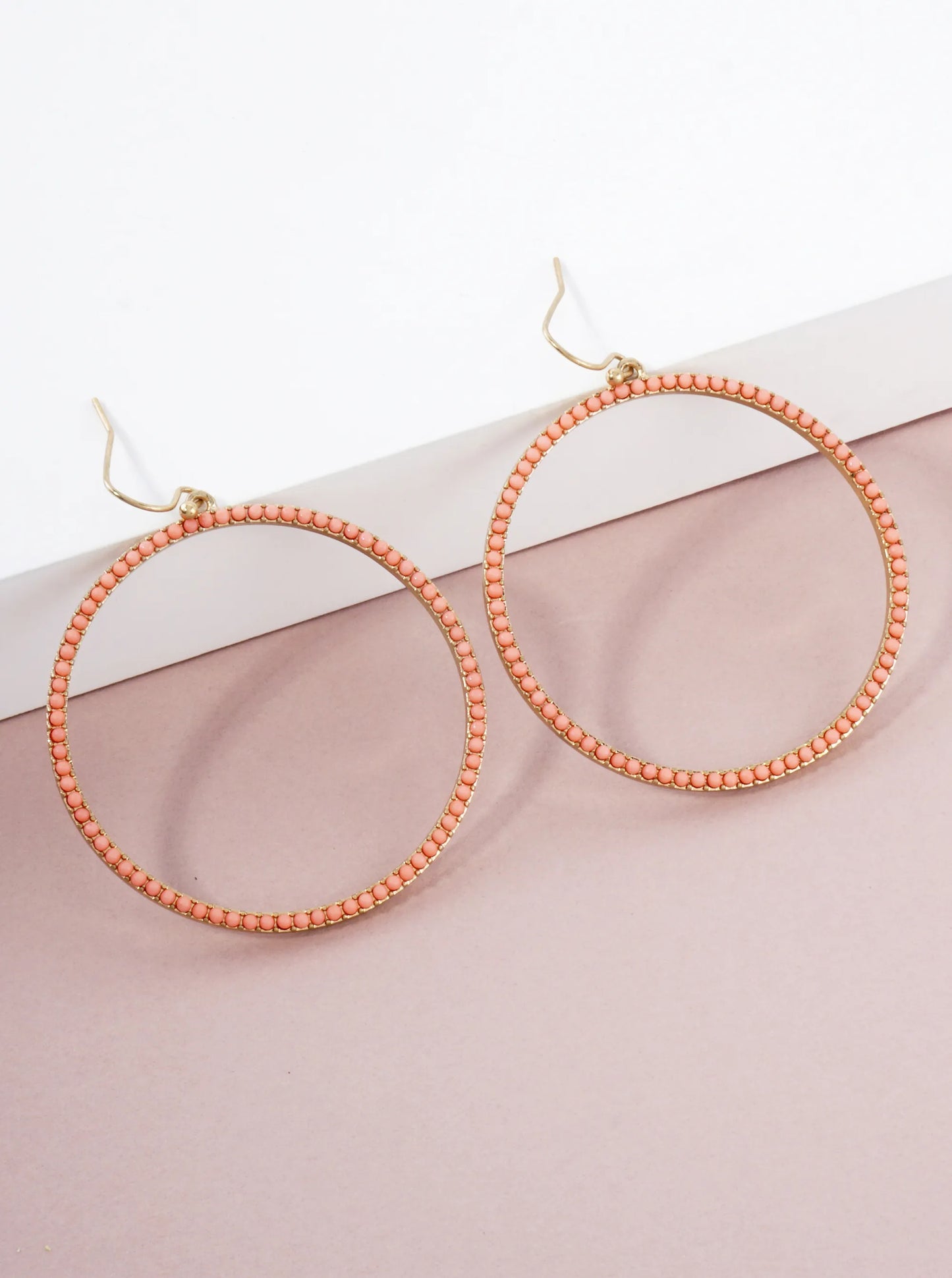 Color Stone Embedded Large Circle Drop Earrings