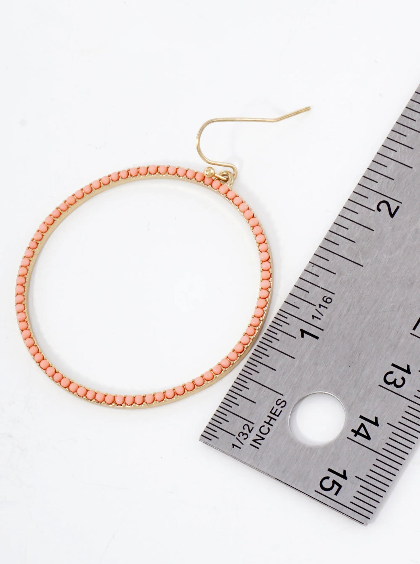 Color Stone Embedded Large Circle Drop Earrings