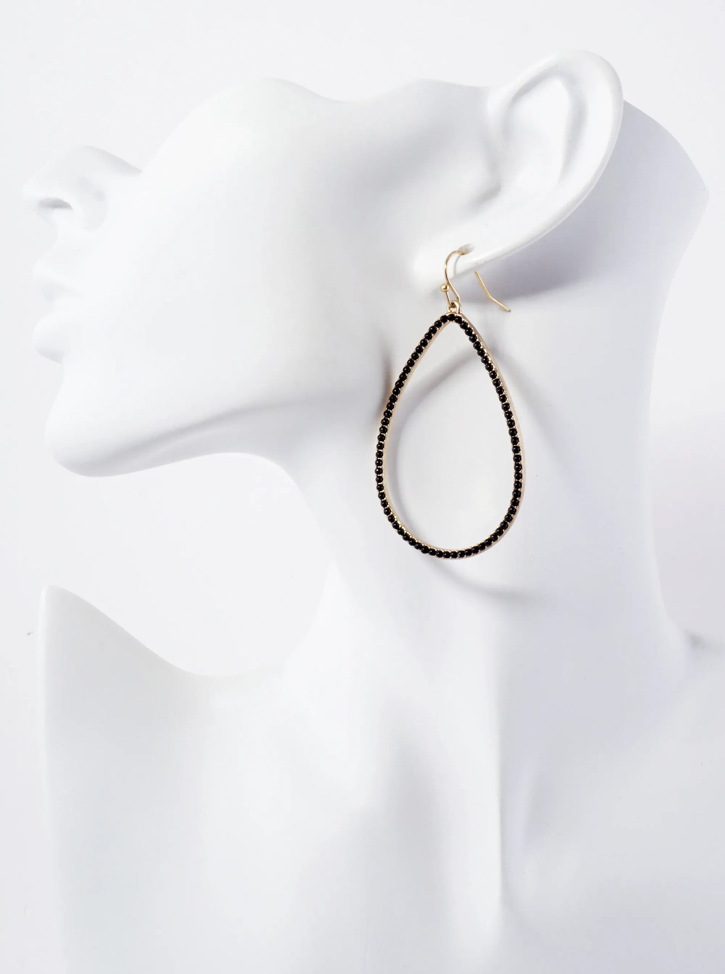 Color Stone Embedded Large Teardrop Dangle Earrings