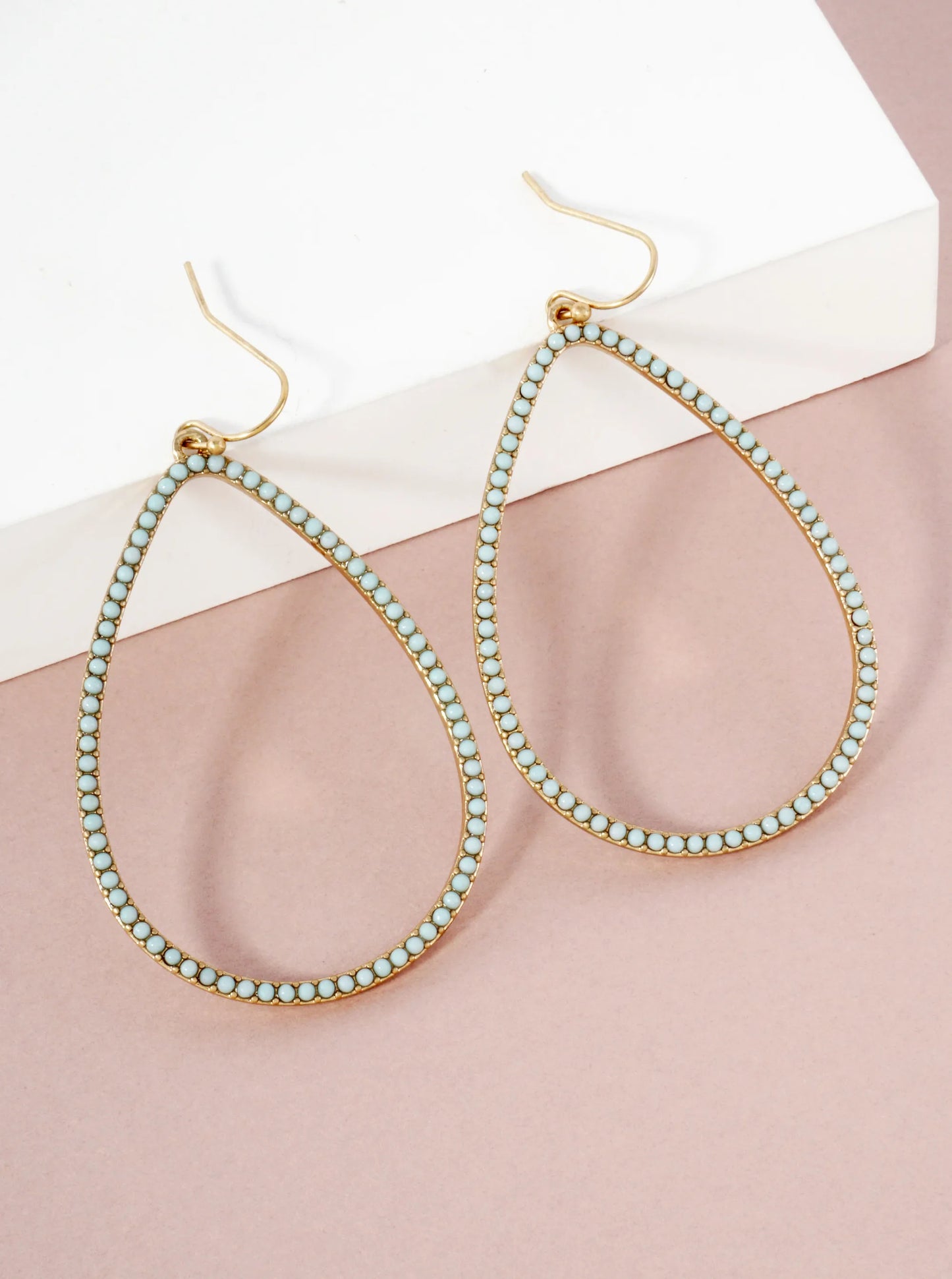 Color Stone Embedded Large Teardrop Dangle Earrings