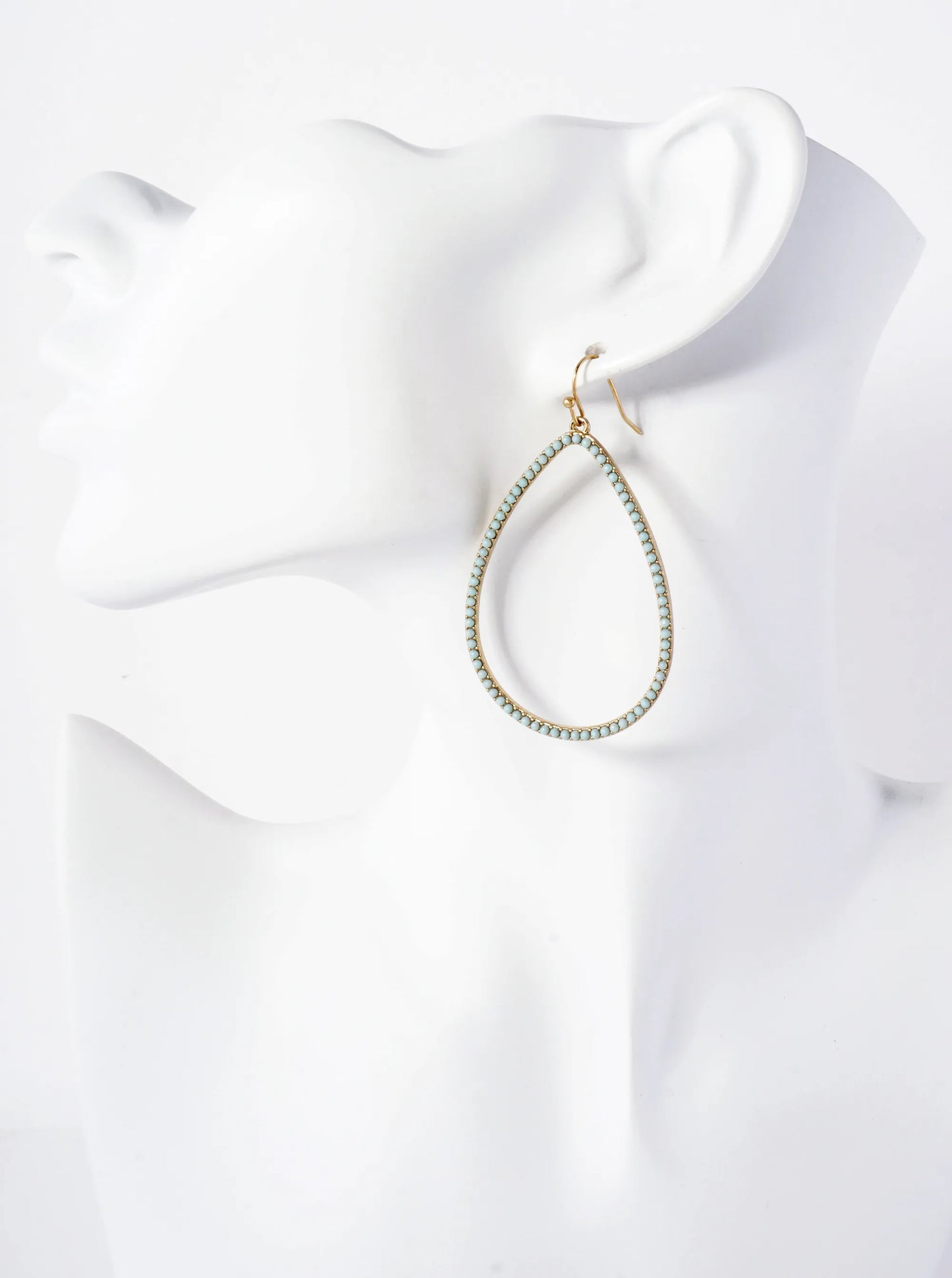 Color Stone Embedded Large Teardrop Dangle Earrings