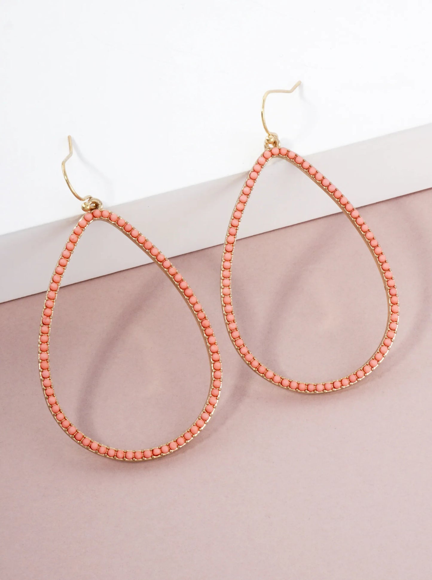 Color Stone Embedded Large Teardrop Dangle Earrings