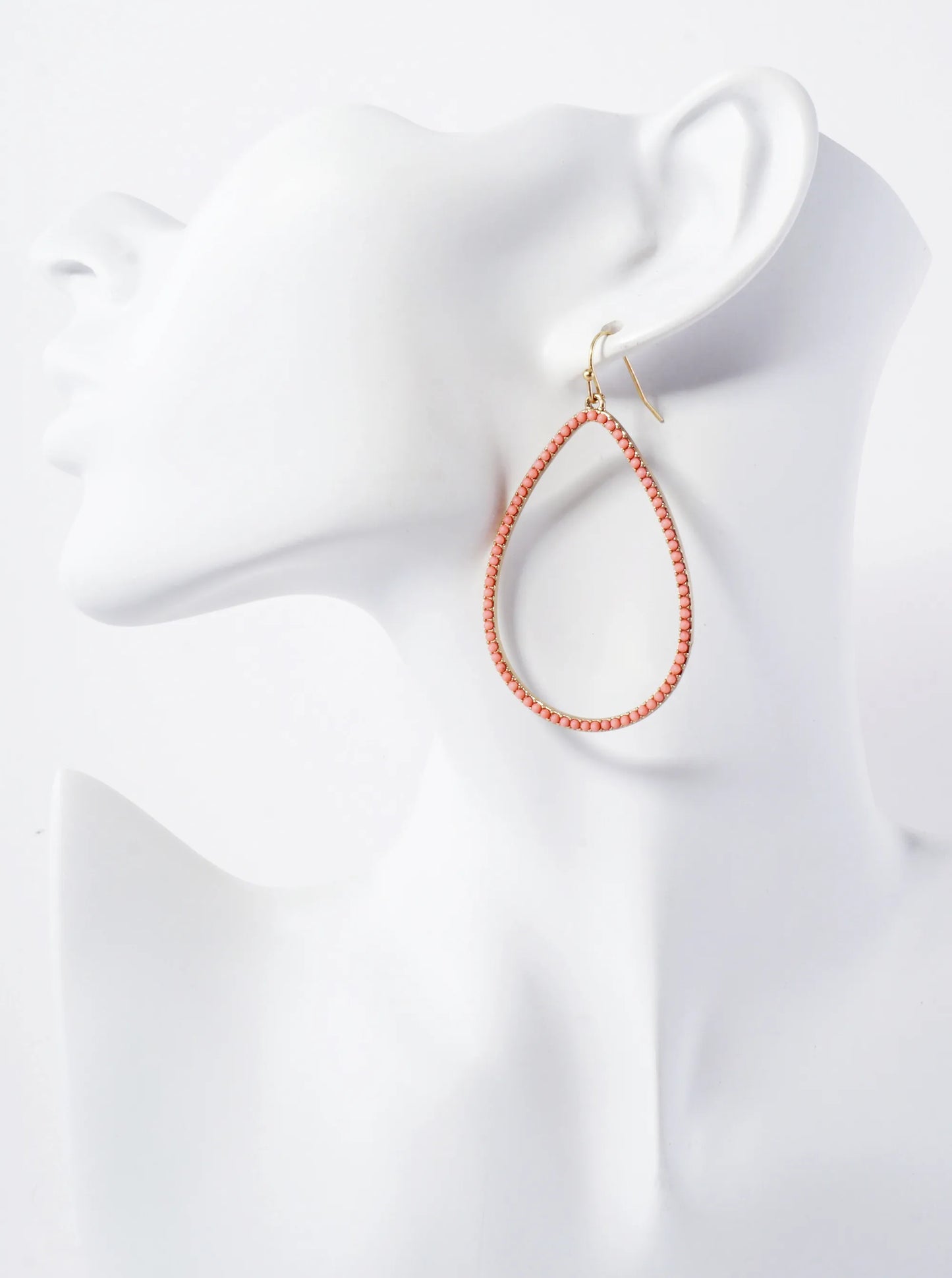 Color Stone Embedded Large Teardrop Dangle Earrings
