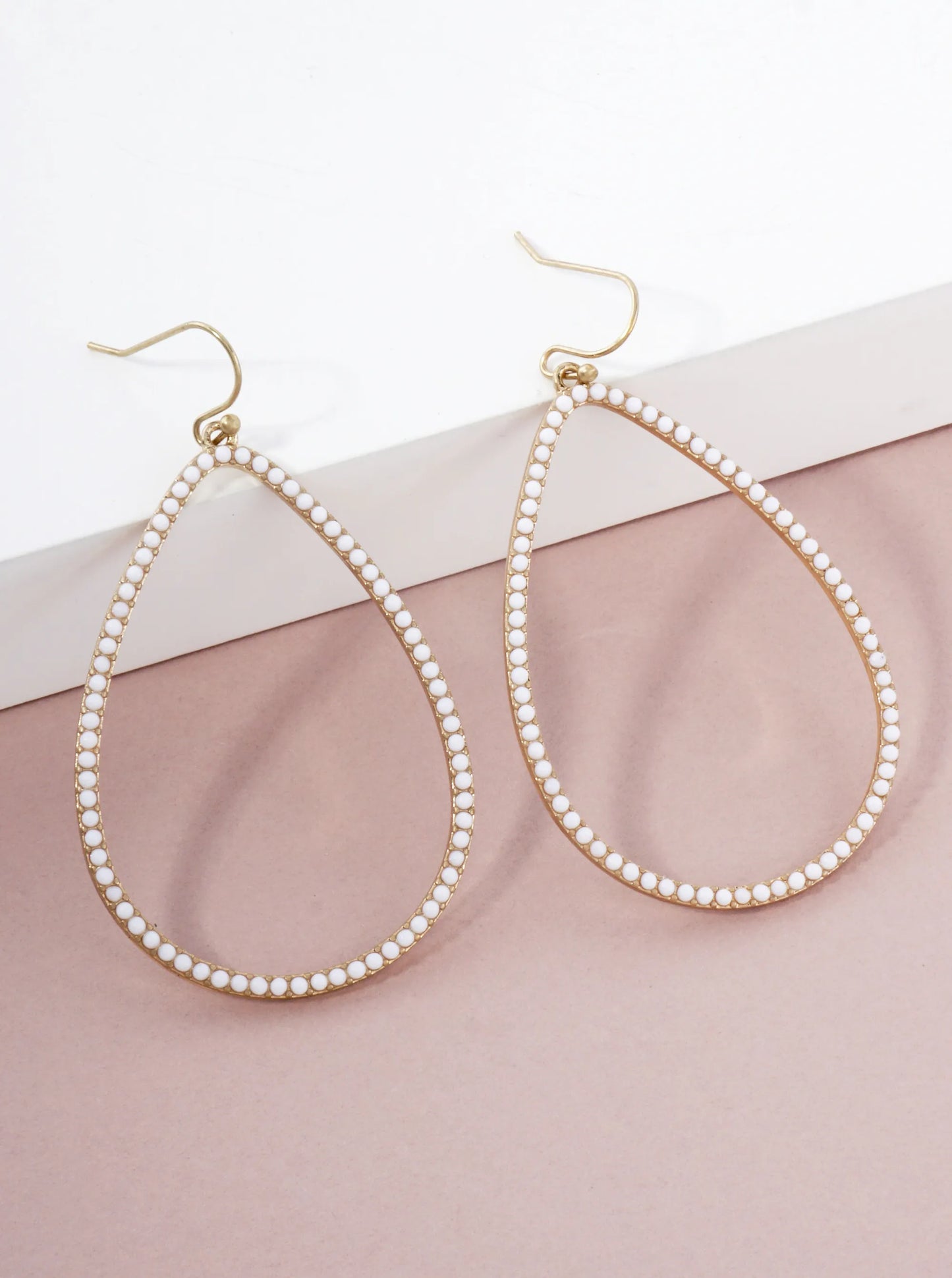 Color Stone Embedded Large Teardrop Dangle Earrings