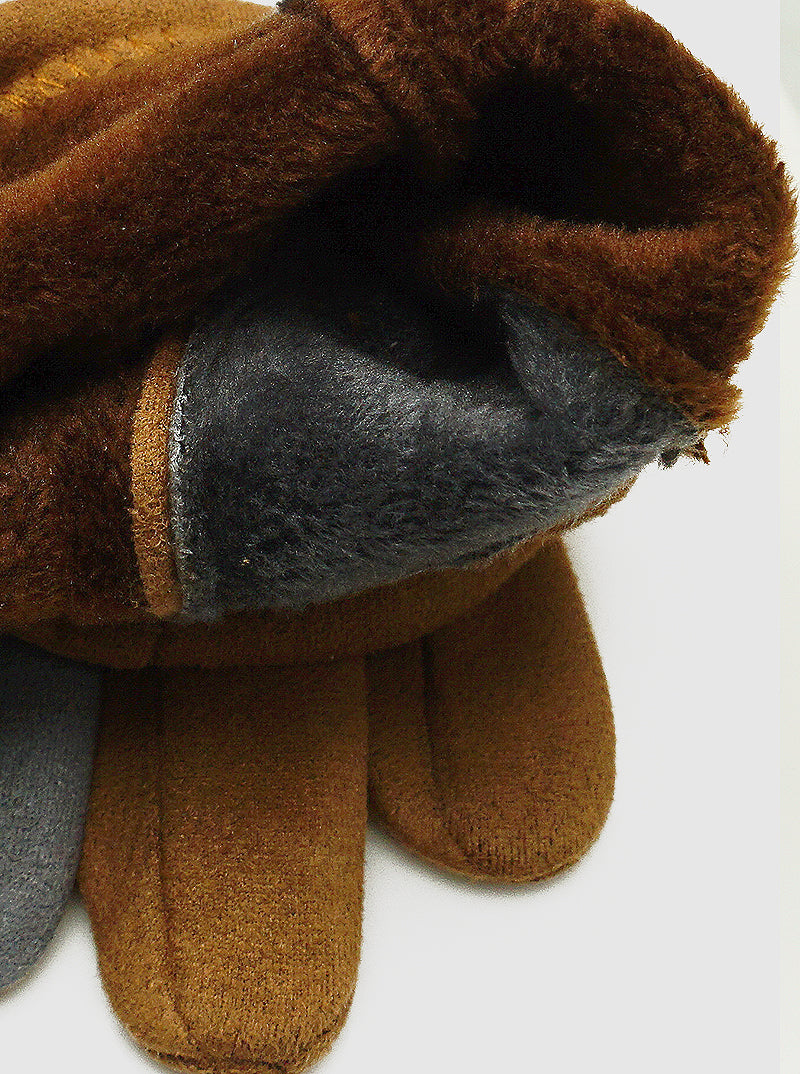 Color Block Two Tone Suede Touchscreen Gloves