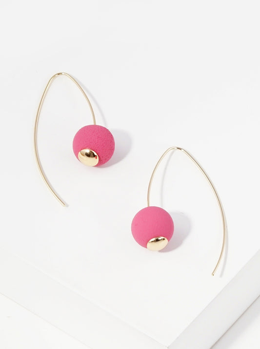 Color Coated Bead Drop Wire Hook Earrings