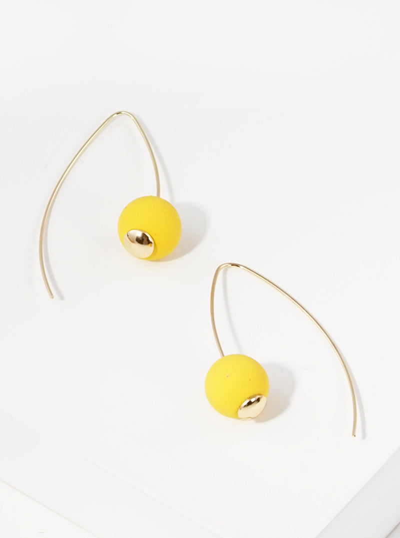 Color Coated Bead Drop Wire Hook Earrings