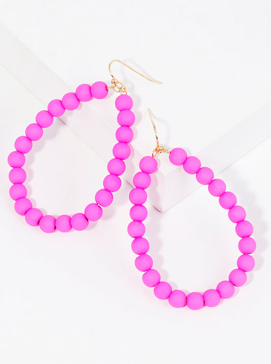 Color Coated Beaded Teardrop Dangle Drop Earrings