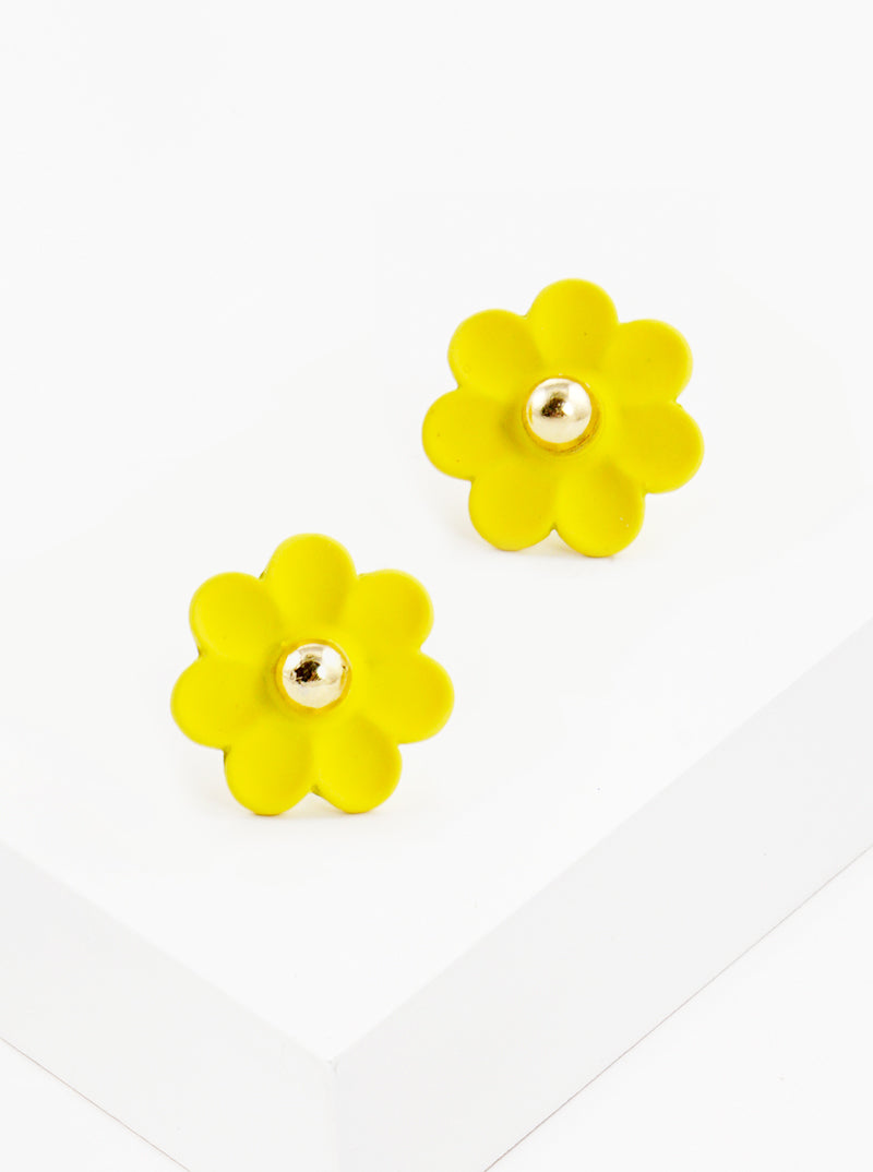 Color Coated Floral Flower Post Stud Earrings