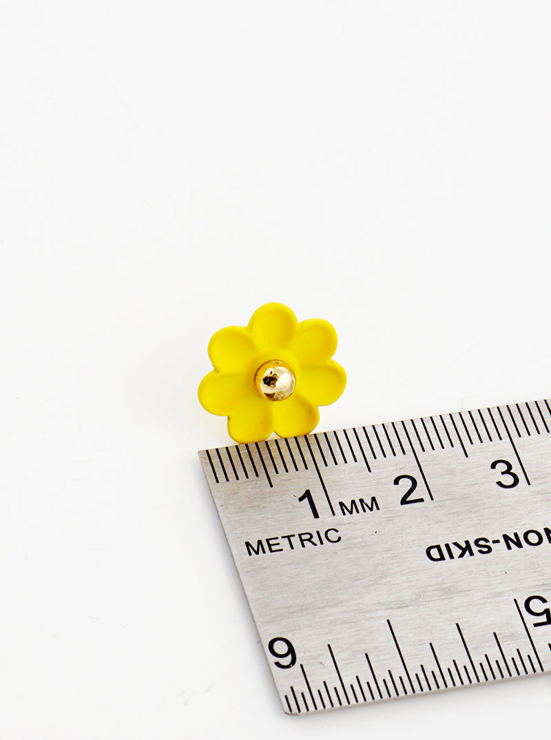 Color Coated Floral Flower Post Stud Earrings