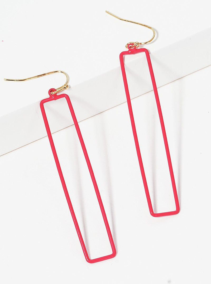 Color Coated Metal Rectangle Drop Dangle Earrings