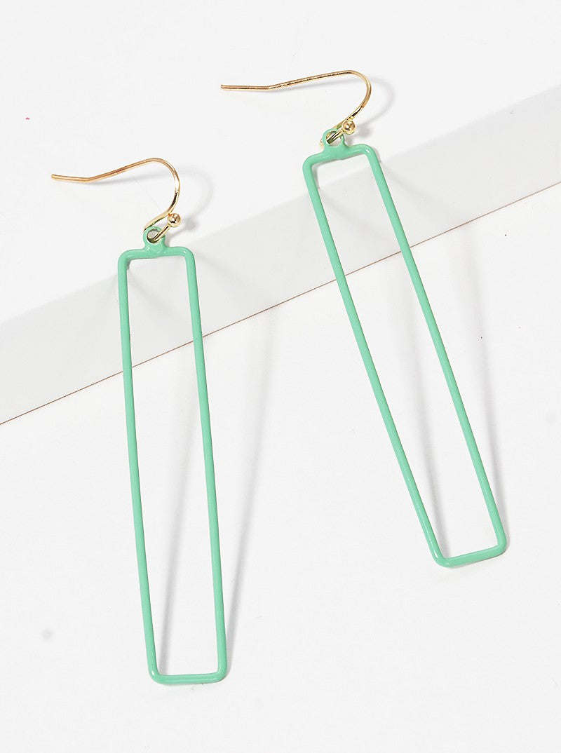 Color Coated Metal Rectangle Drop Dangle Earrings