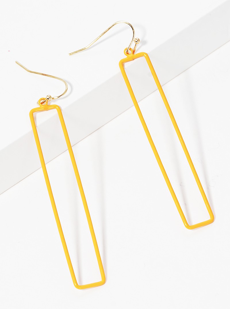 Color Coated Metal Rectangle Drop Dangle Earrings