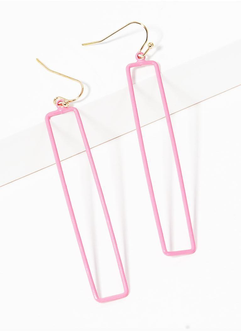 Color Coated Metal Rectangle Drop Dangle Earrings