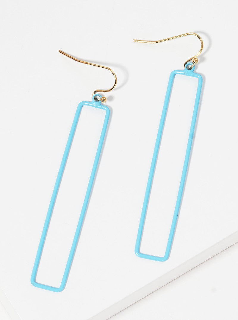 Color Coated Metal Rectangle Drop Dangle Earrings