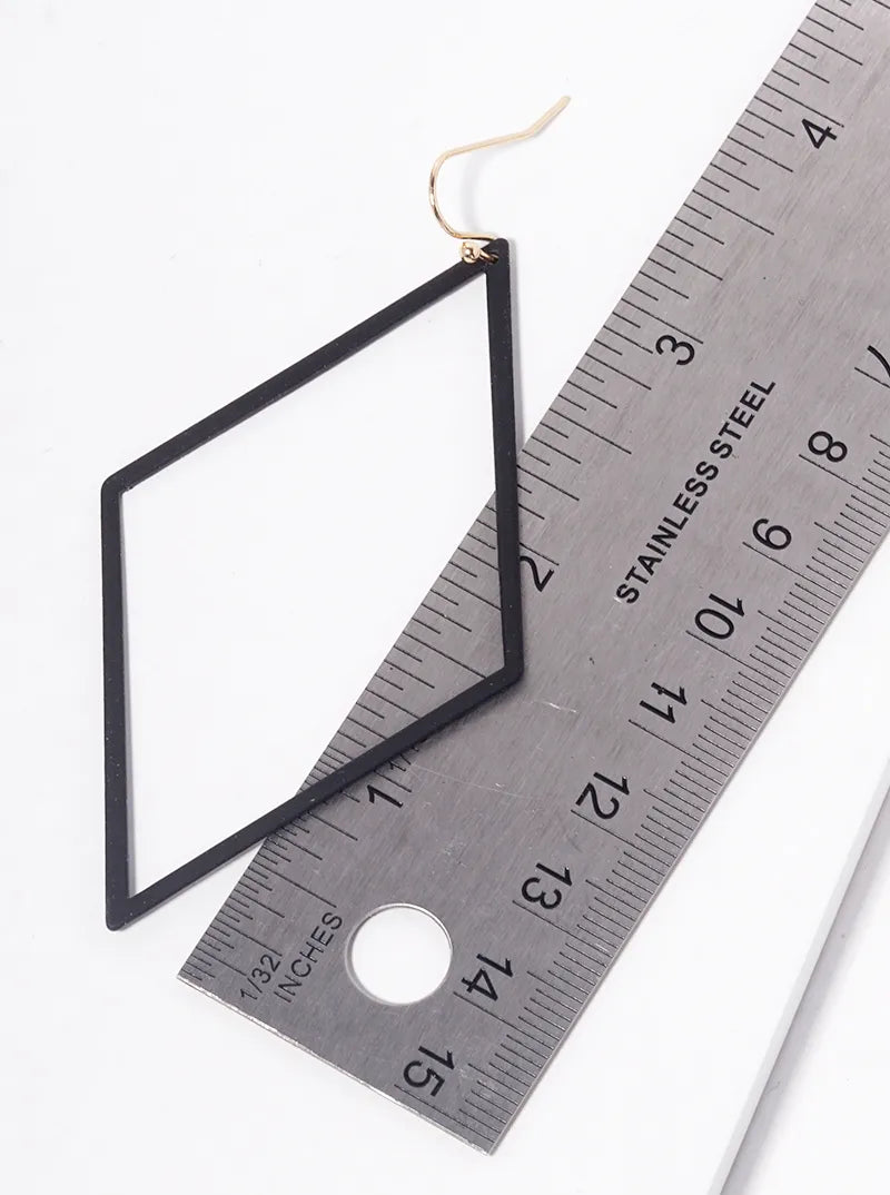 Color Coated Metal Rhombus Dangle Drop Earrings