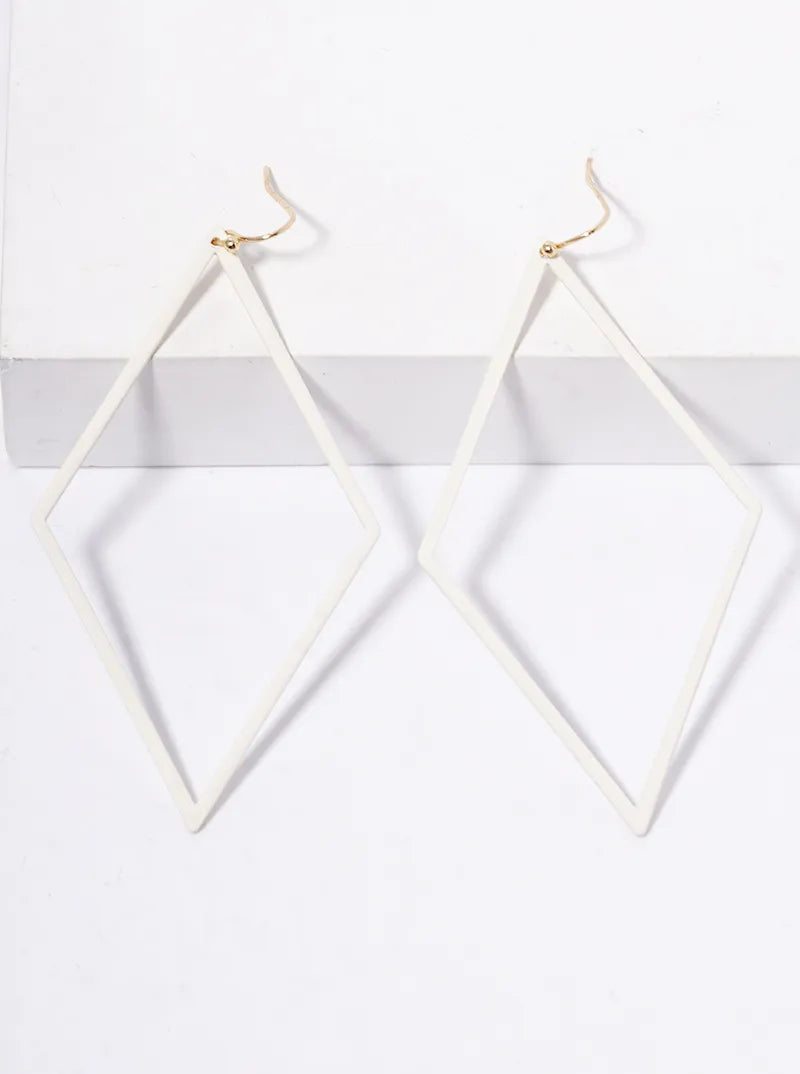 Color Coated Metal Rhombus Dangle Drop Earrings