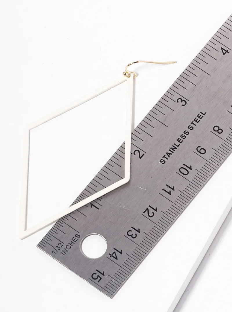 Color Coated Metal Rhombus Dangle Drop Earrings