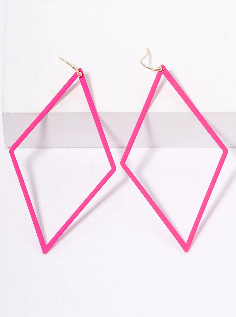 Color Coated Metal Rhombus Dangle Drop Earrings