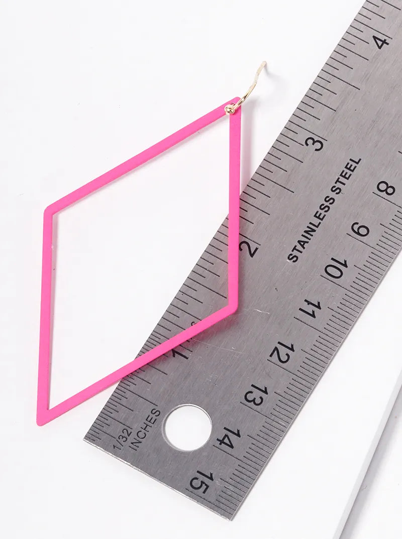Color Coated Metal Rhombus Dangle Drop Earrings