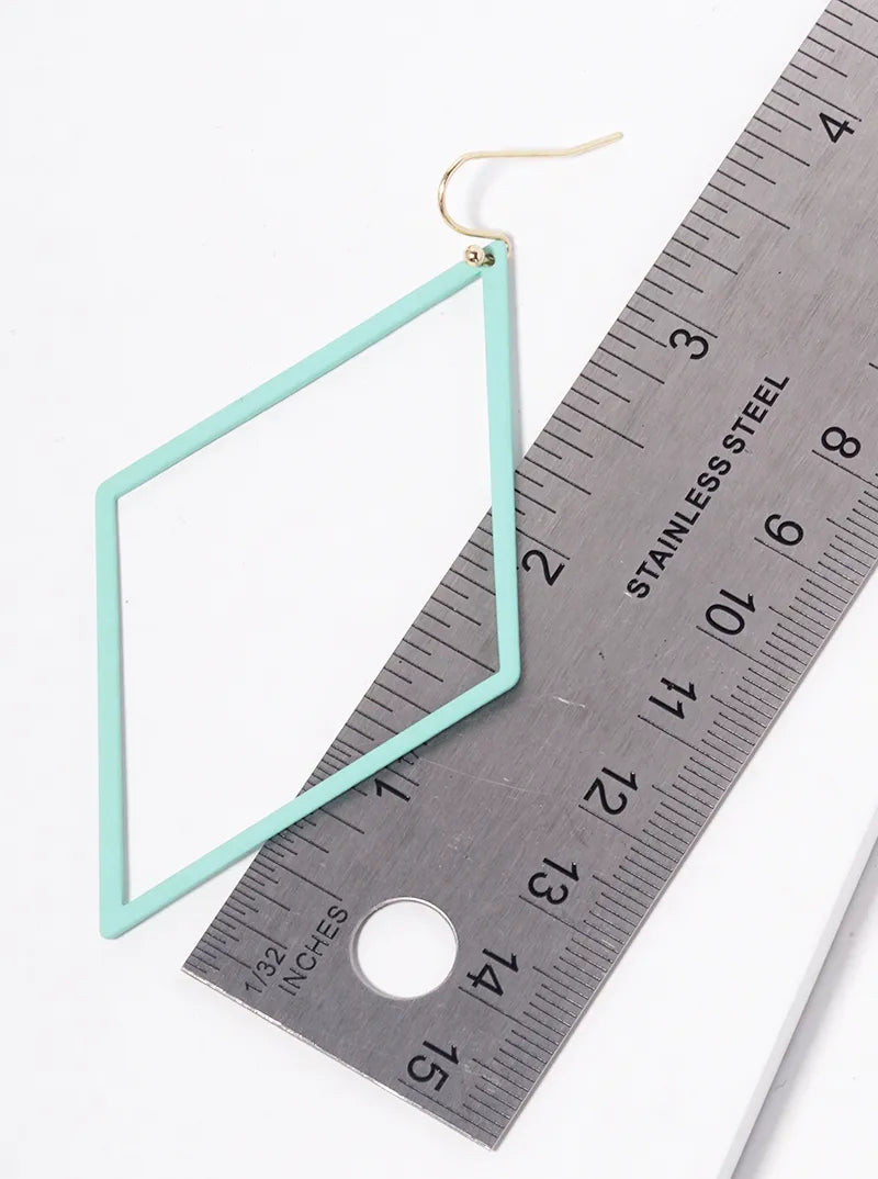 Color Coated Metal Rhombus Dangle Drop Earrings