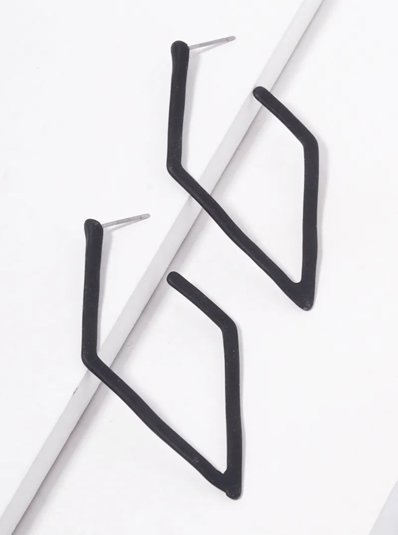 Color Coated Metal Rhombus Shape 50mm Open Hoop Earrings